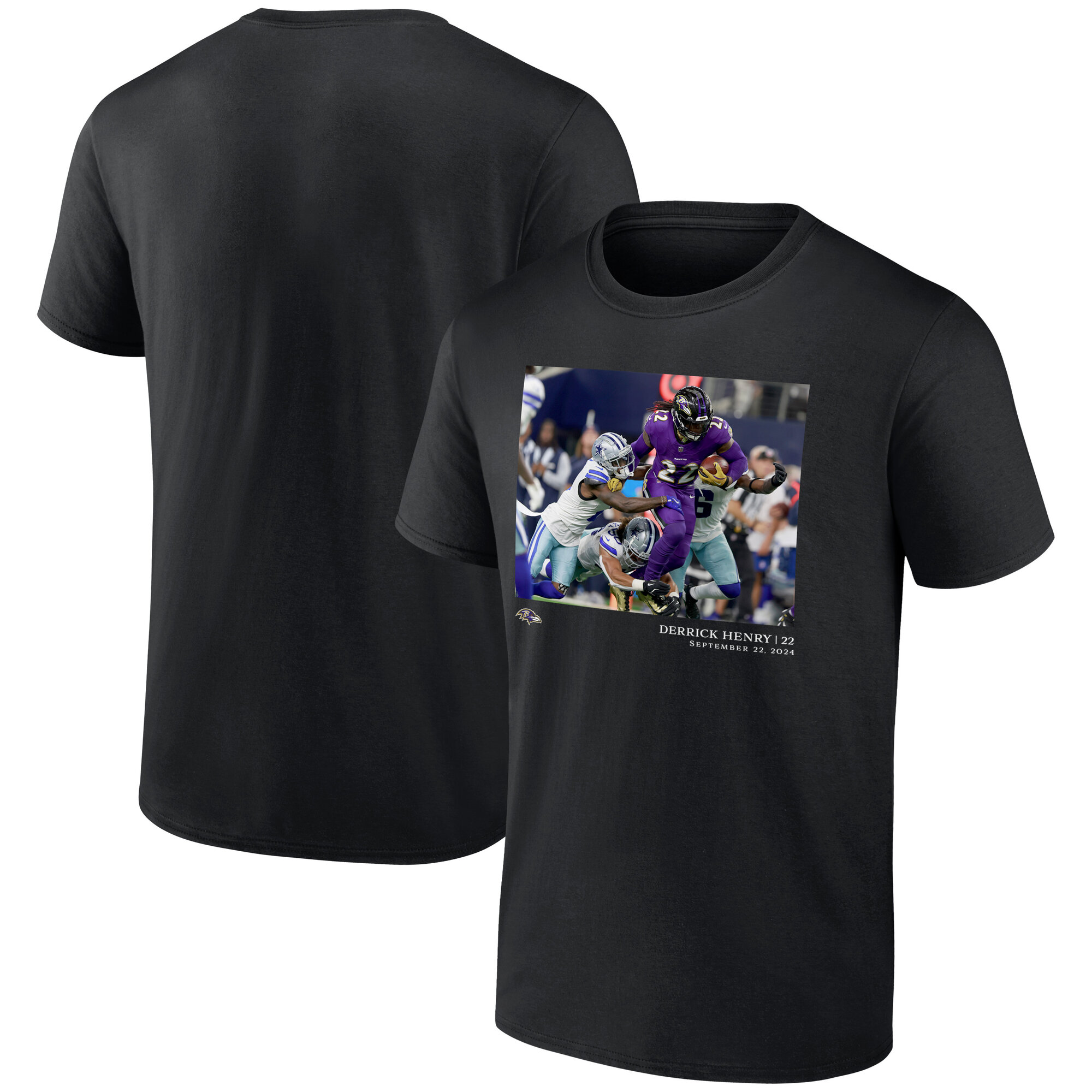 Men's Baltimore Ravens Derrick Henry Black NFL Flash Features Week 3 T-Shirt