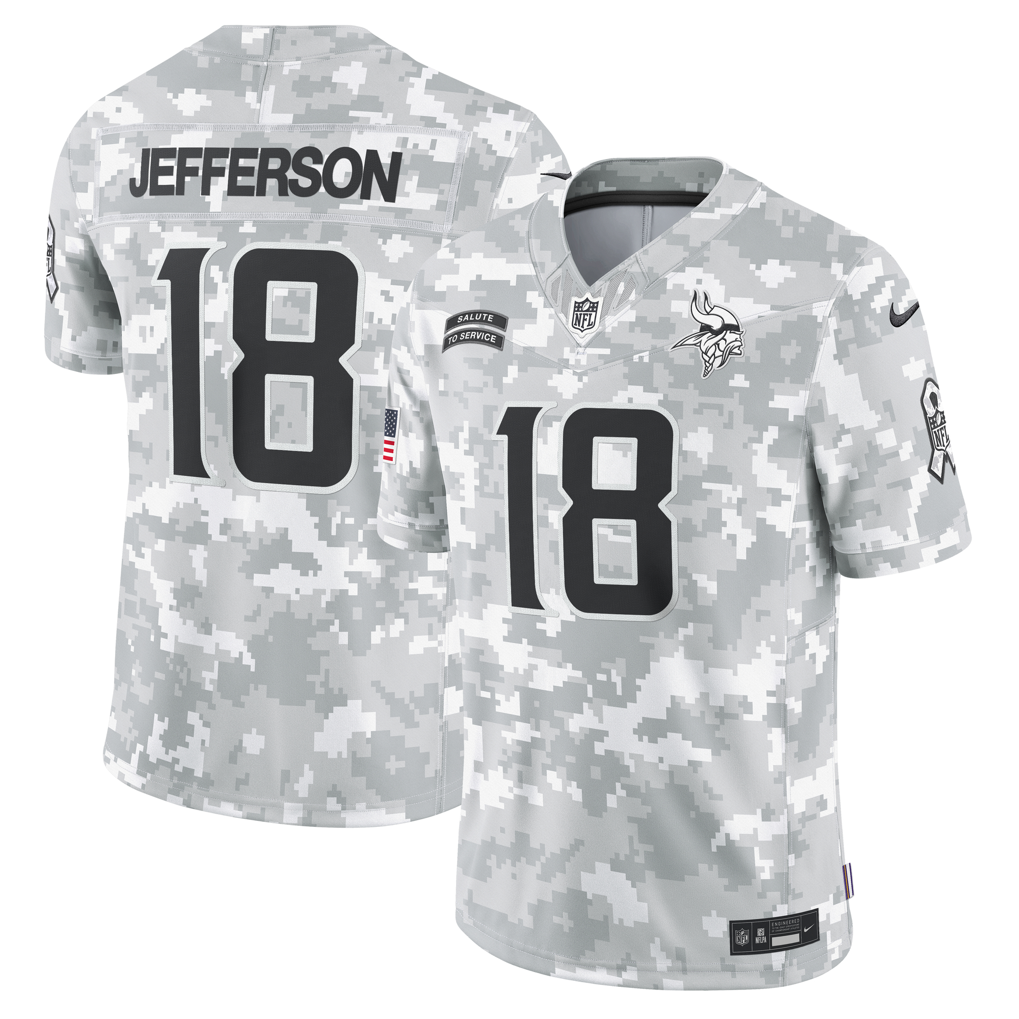 Men's Minnesota Vikings Justin Jefferson Nike Arctic Camo 2024 Salute to Service Limited Jersey