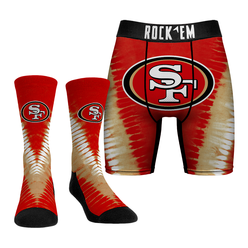 Men's San Francisco 49ers Rock Em Socks V Tie-Dye Underwear and Crew Socks Combo Pack