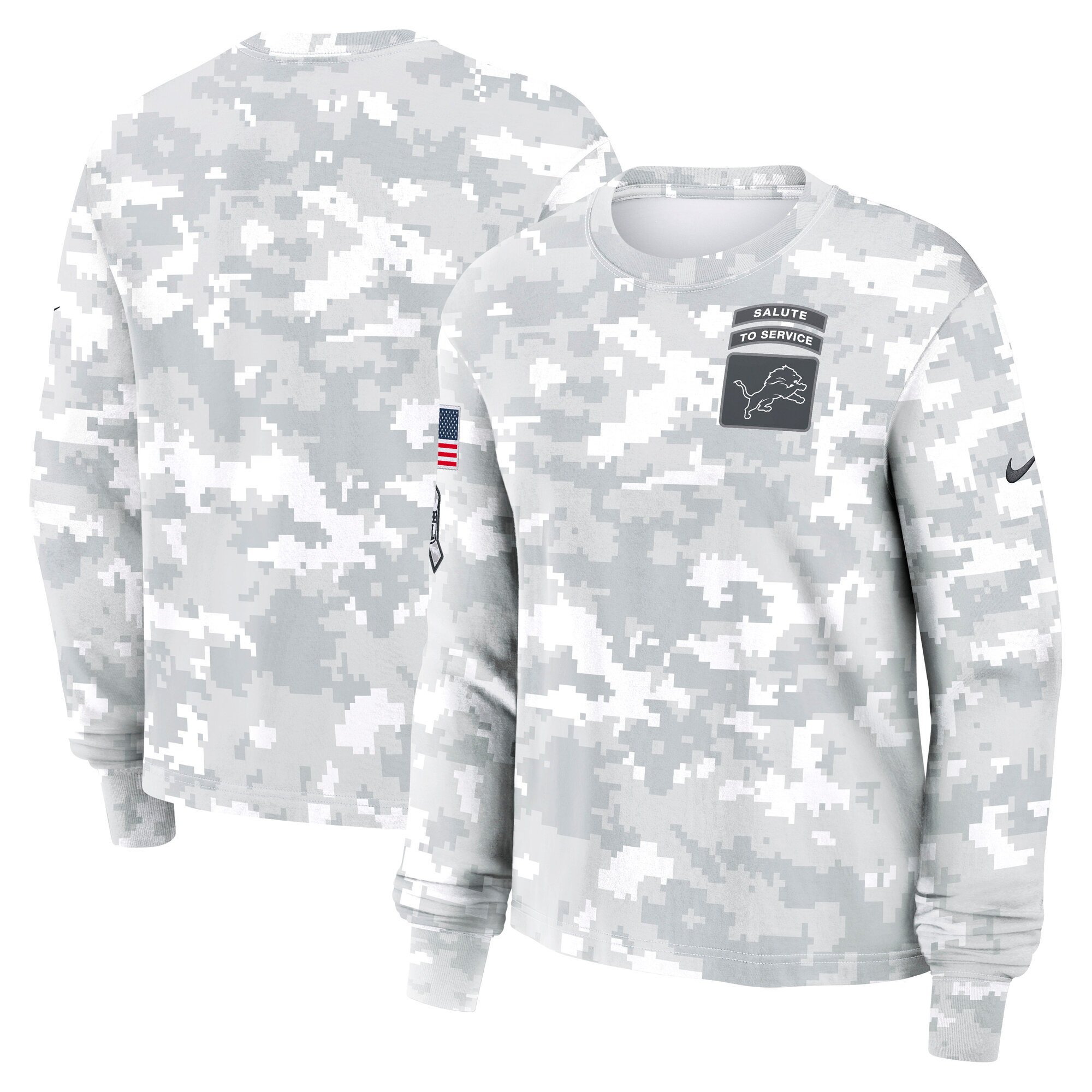 Women's Detroit Lions  Nike Arctic Camo 2024 Salute To Service Long Sleeve T-Shirt