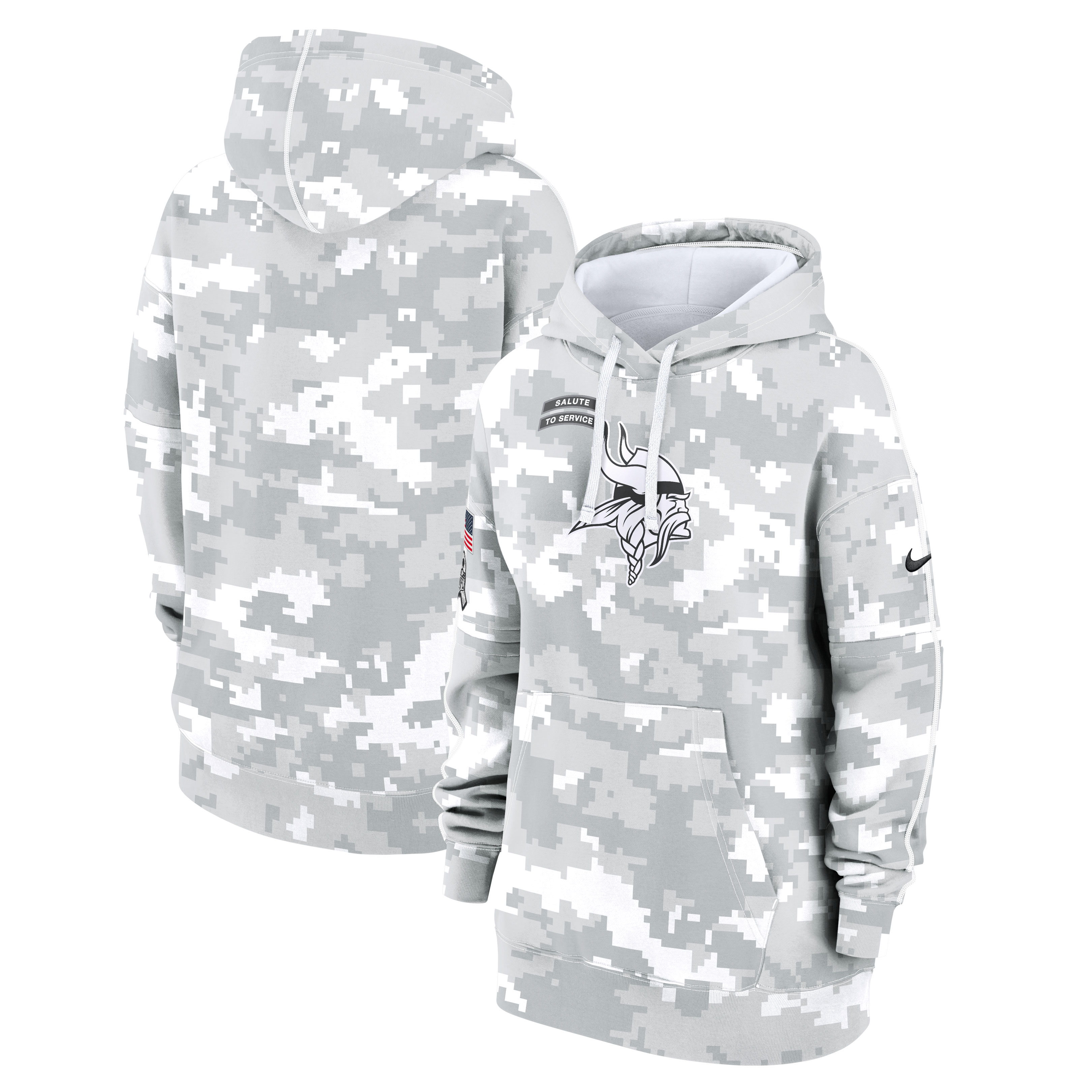 Women's Minnesota Vikings Nike Arctic Camo 2024 Salute To Service Club Fleece Pullover Hoodie