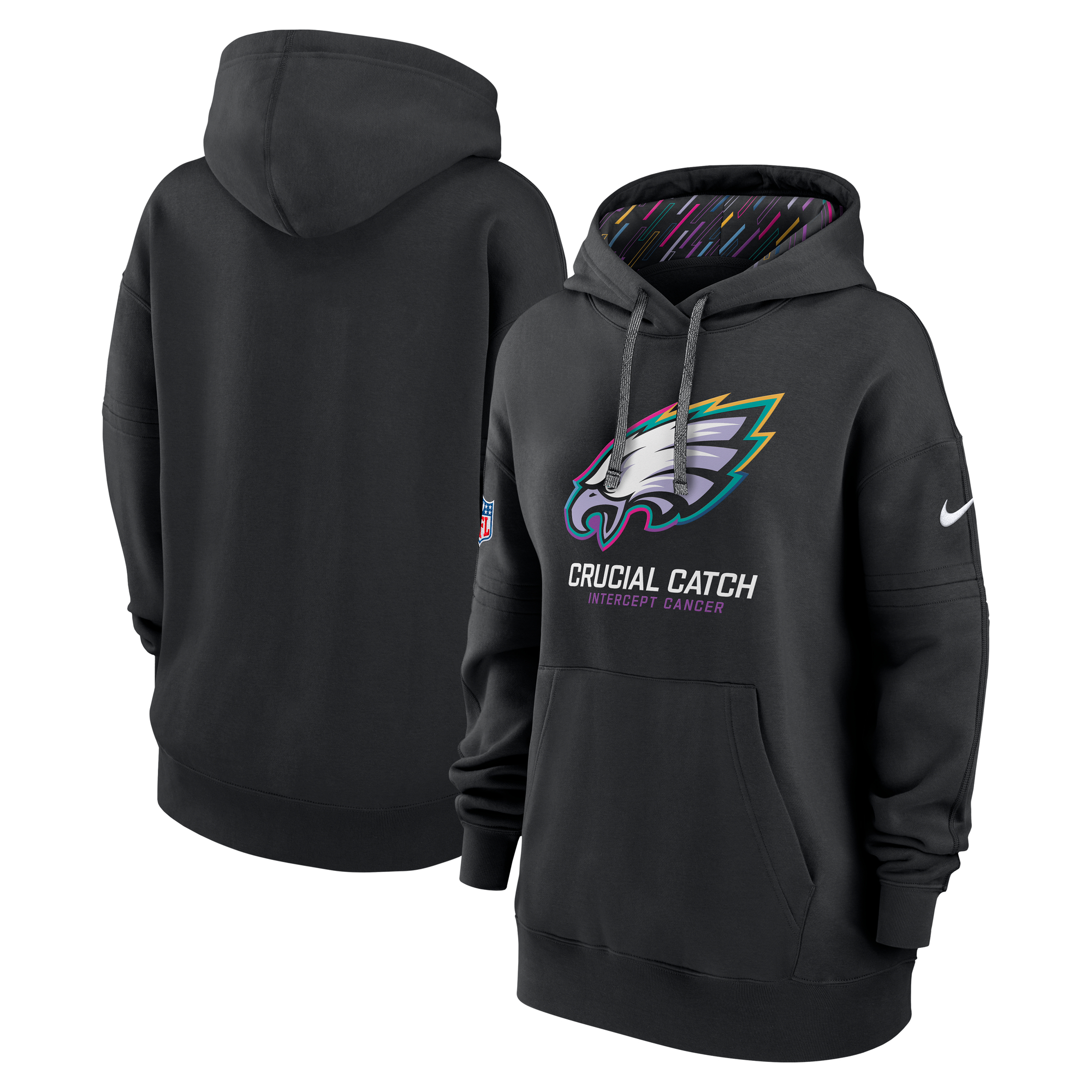 Women's Philadelphia Eagles  Nike Black 2024 NFL Crucial Catch Club Pullover Hoodie