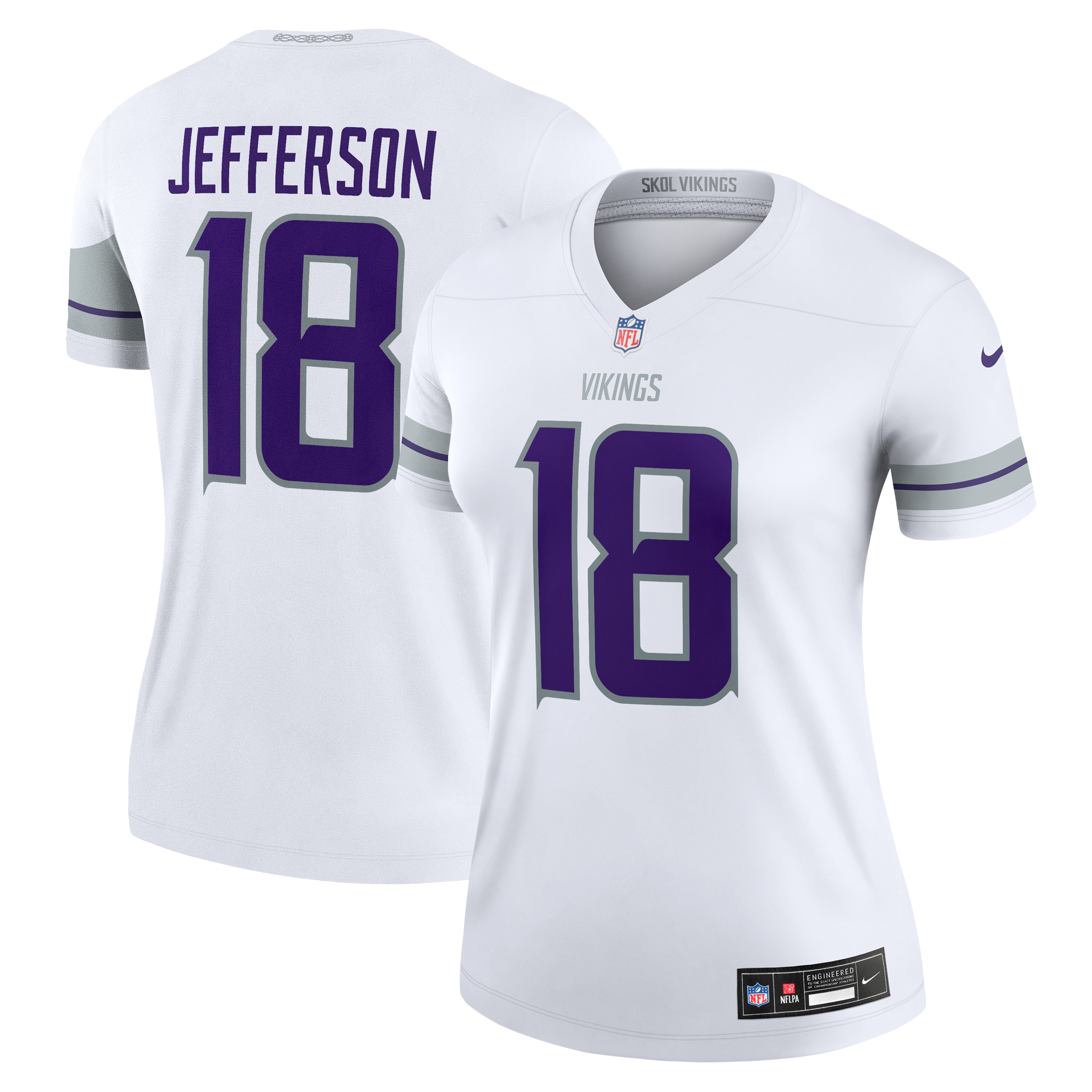 Women's Minnesota Vikings Justin Jefferson Nike  White Alternate Legend Player Performance Top